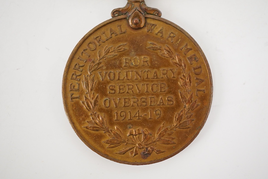 A George V Territorial Force War Medal 1914-19, unnamed. Condition - fair.